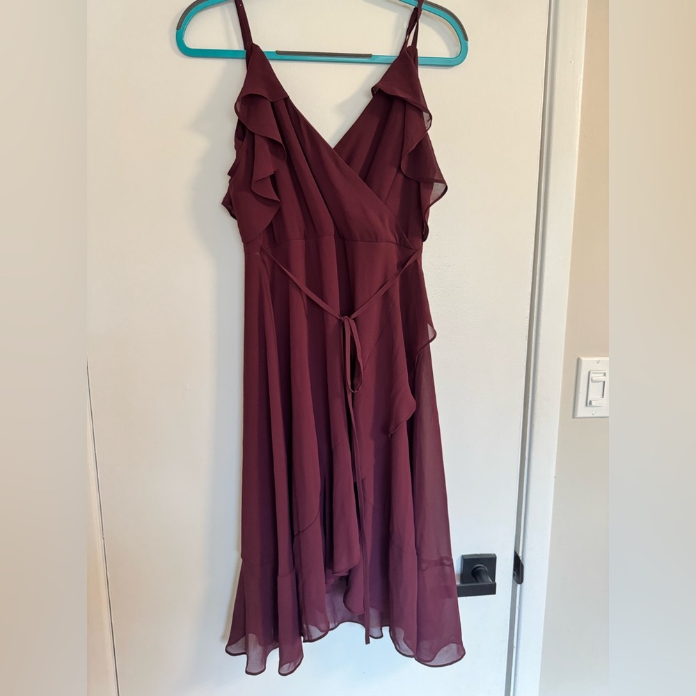 Le Chateau Deep Burgundy Asymmetrical Dress